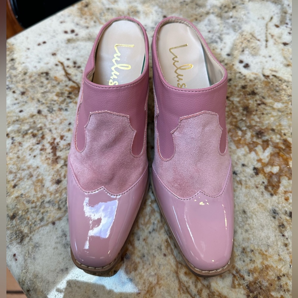 Lulu’s pink slip on heeled mules size 6.5 (S31) - Picture 5 of 15